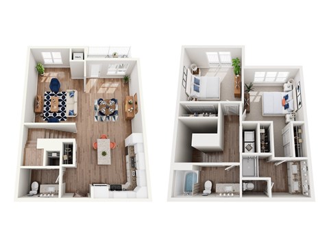 Floor plan for 2 beds, 2.5 baths, 1559 sqft